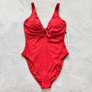ROBIN PICCONE Ana Front Knot Guava One Piece Swimsuit—NWT—12